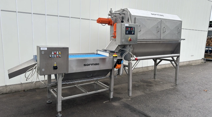 Sormac MS Combi knife peeling machine with RLT-60/200 roller inspection conveyor