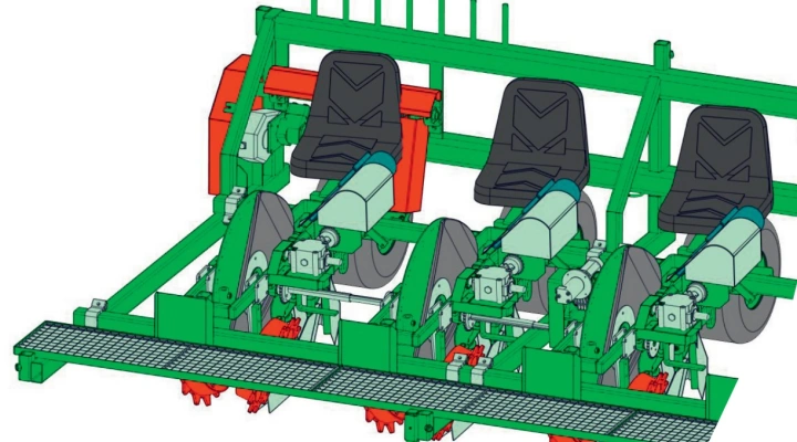 Technical drawing of Basrijs leek planting machine