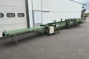 Bercomex flower processing machine with 3 binders and collection conveyor
