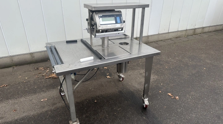 Bizerba weegschaal werktafel met dubbele weegschaal met wielen