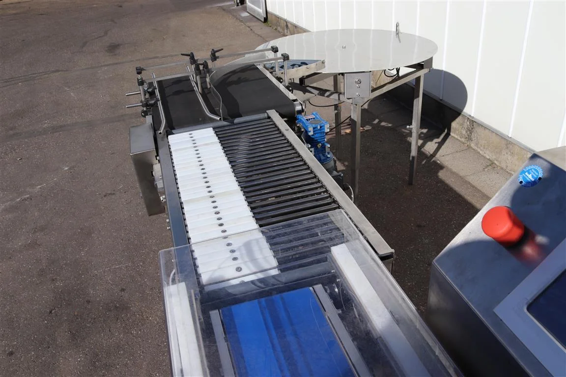Krebeck checkweigher with plate distributor turntable / rotary table