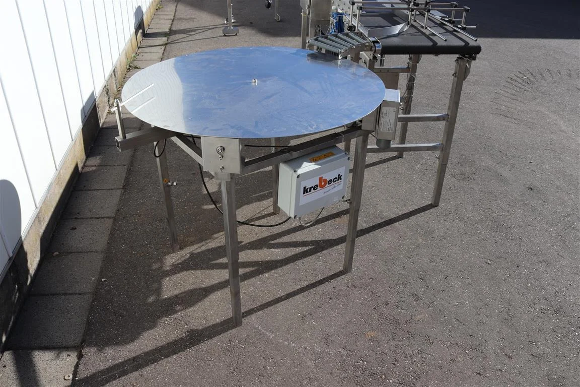 Krebeck checkweigher with plate distributor turntable / rotary table
