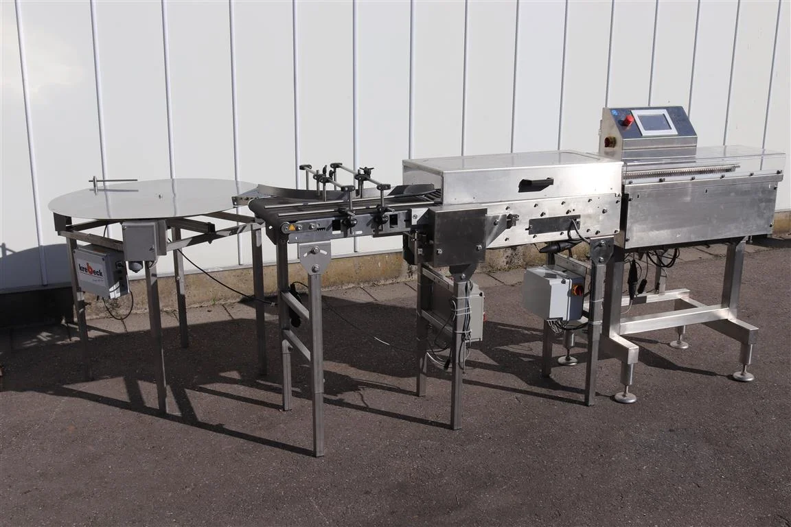 Krebeck checkweigher with plate distributor turntable / rotary table