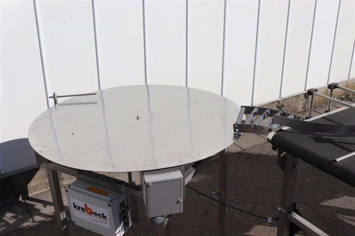 Krebeck checkweigher with plate distributor turntable / rotary table