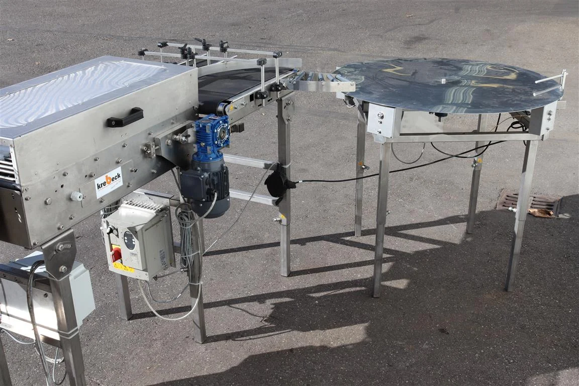Krebeck checkweigher with plate distributor turntable / rotary table