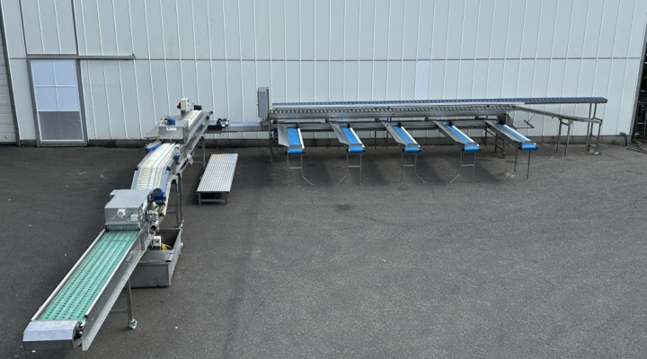 Christiaens asparagus sorting machine on thicknes with washer