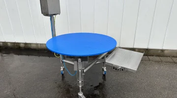 Marvu forgóasztalo rozsdamentes acél, kék PP tetővel, 125 cm