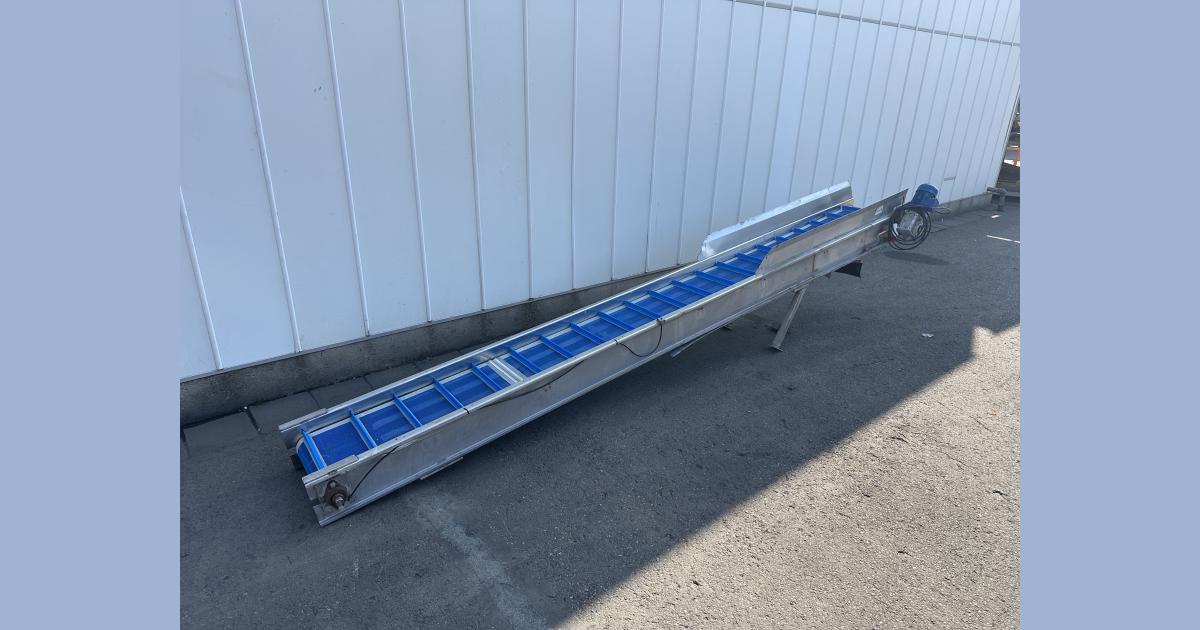 Elevator incline conveyor stainless steel with mesh belt 435 x 40 cm ...