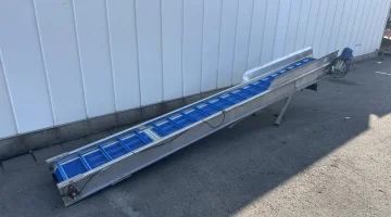 Elevator incline conveyor stainless steel with mesh belt 435 x 40 cm