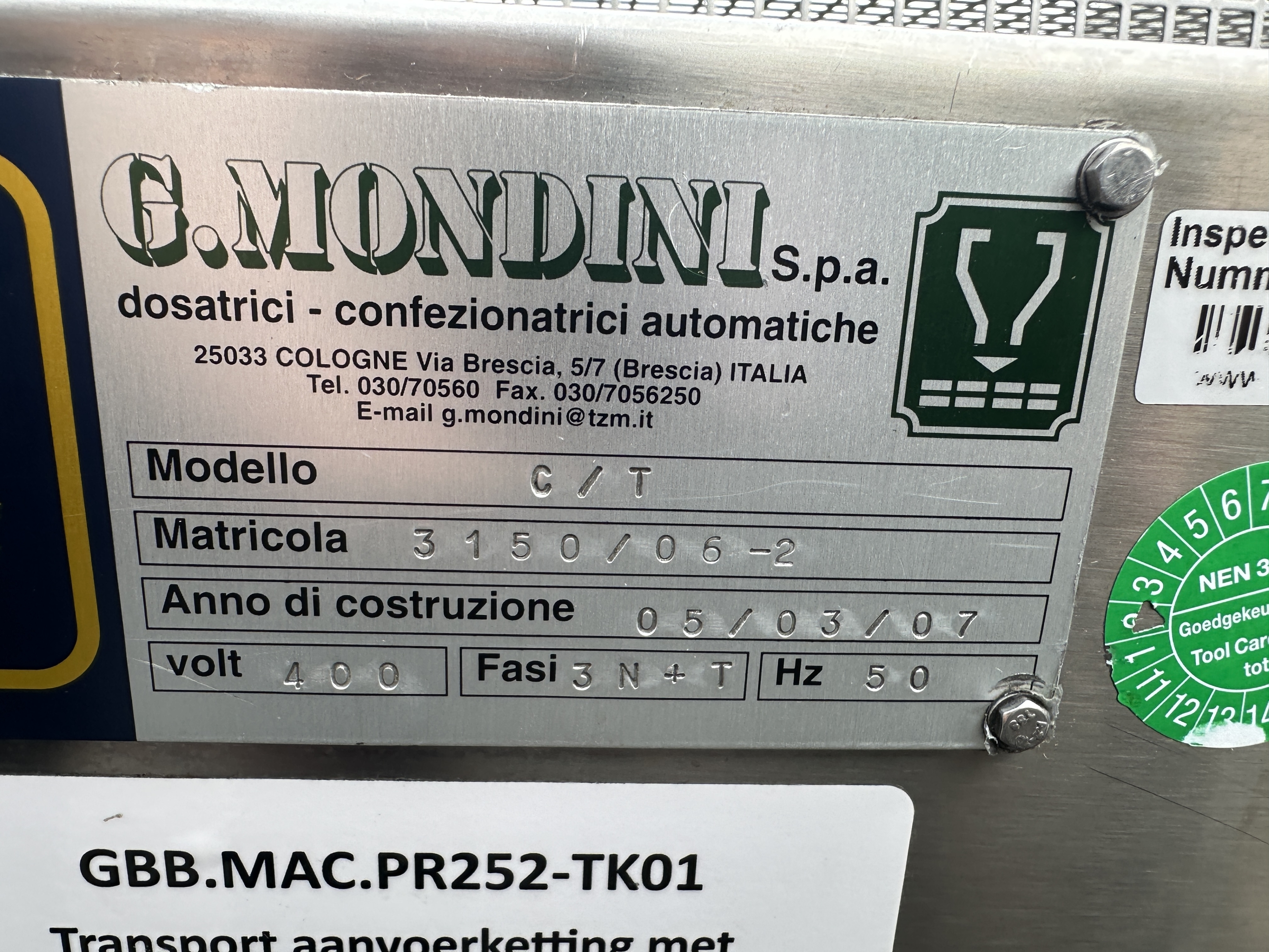 G. Mondini E 350 VG ����������� ������ � ������� �������� � ����������