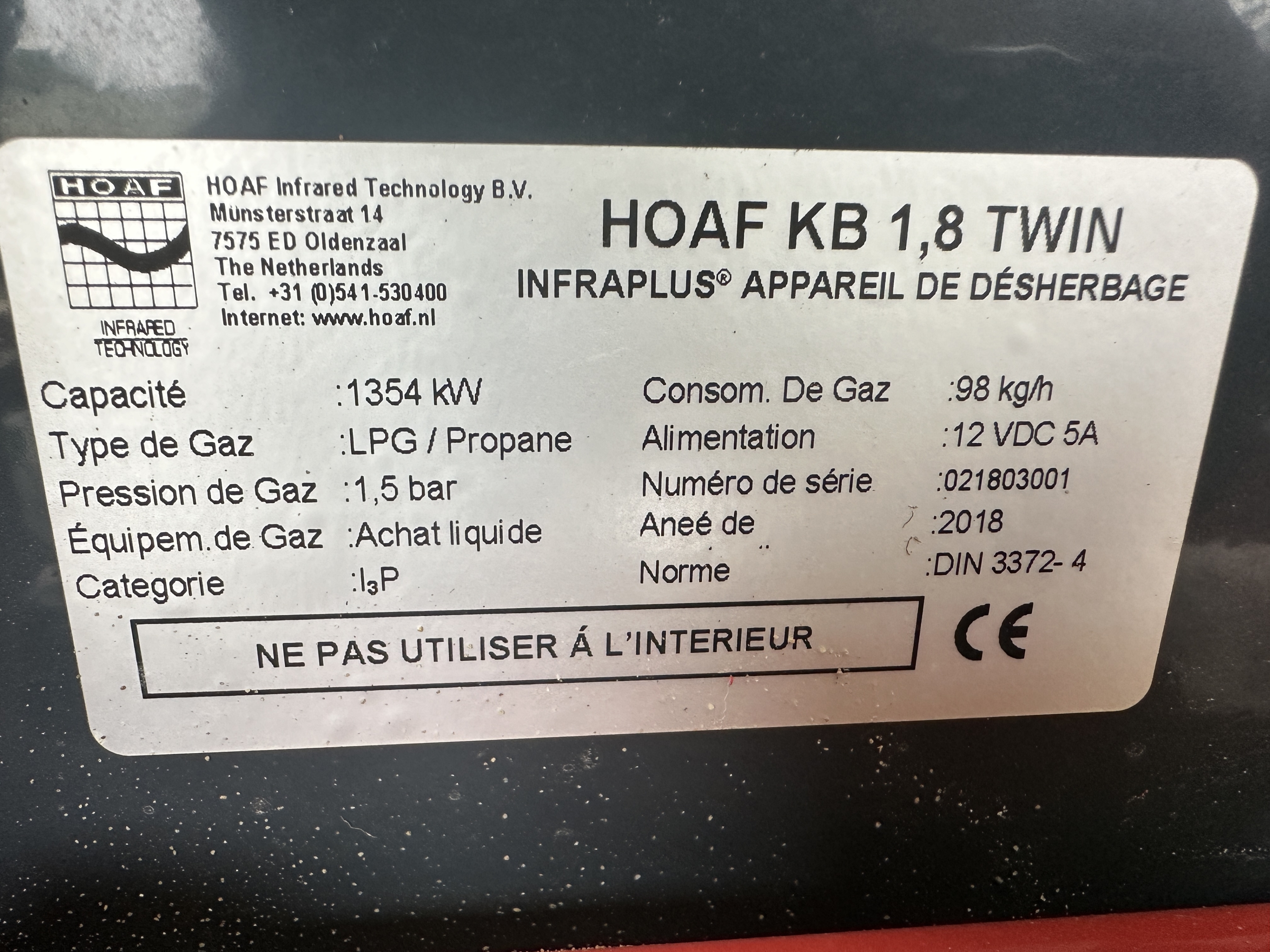 Hoaf KB 1.8 Twin Выжигатель травы