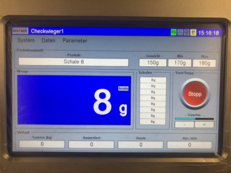 Krebeck checkweigher with plate distributor turntable / rotary table