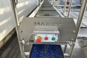 Marco combi conveyor production and packaging line with 11 Marco work tables with scales