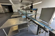 Martin Stolze Combi conveyor production and packaging line with 8 Marco work tables with scales