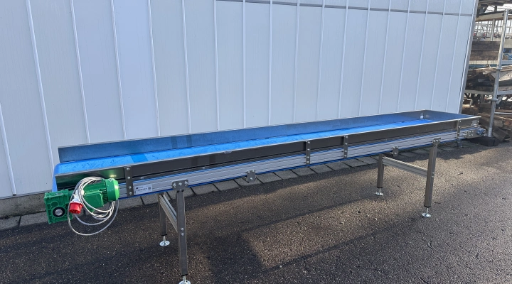 Martin Stolze conveyor aluminium 410 x 66,5 cm with stainless steel side profiles