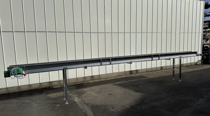 Martin Stolze conveyor aluminium 770 cm x 37 cm with stainless steel side profiles