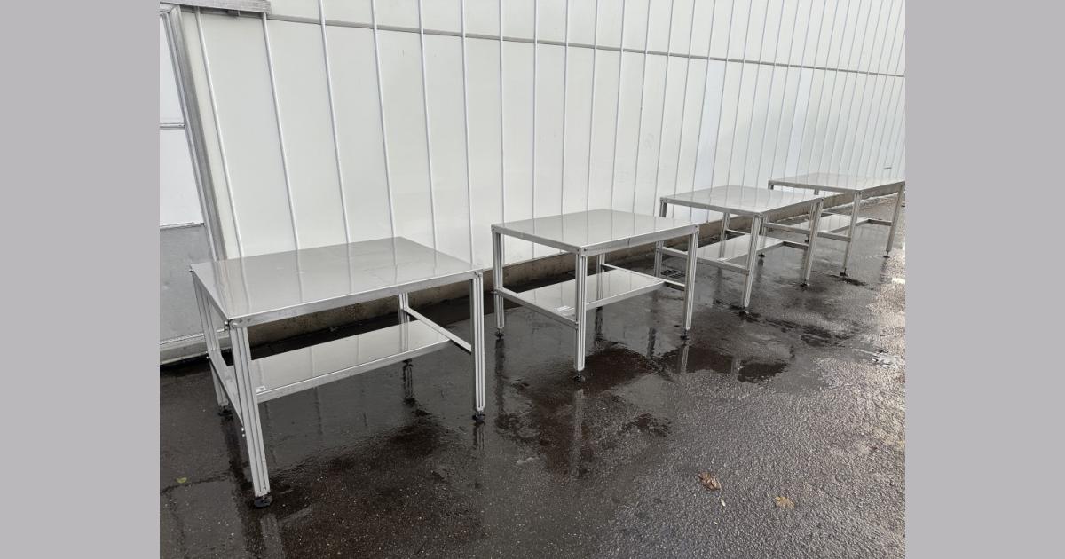 Martin Stolze RVS werktafel met aluminium poten 120 x 100 cm • Duijndam ...