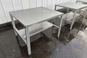 Martin Stolze Stainless steel working table with aluminium legs 120 x 100 cm