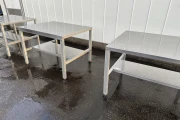 Martin Stolze Stainless steel working table with aluminium legs 120 x 100 cm