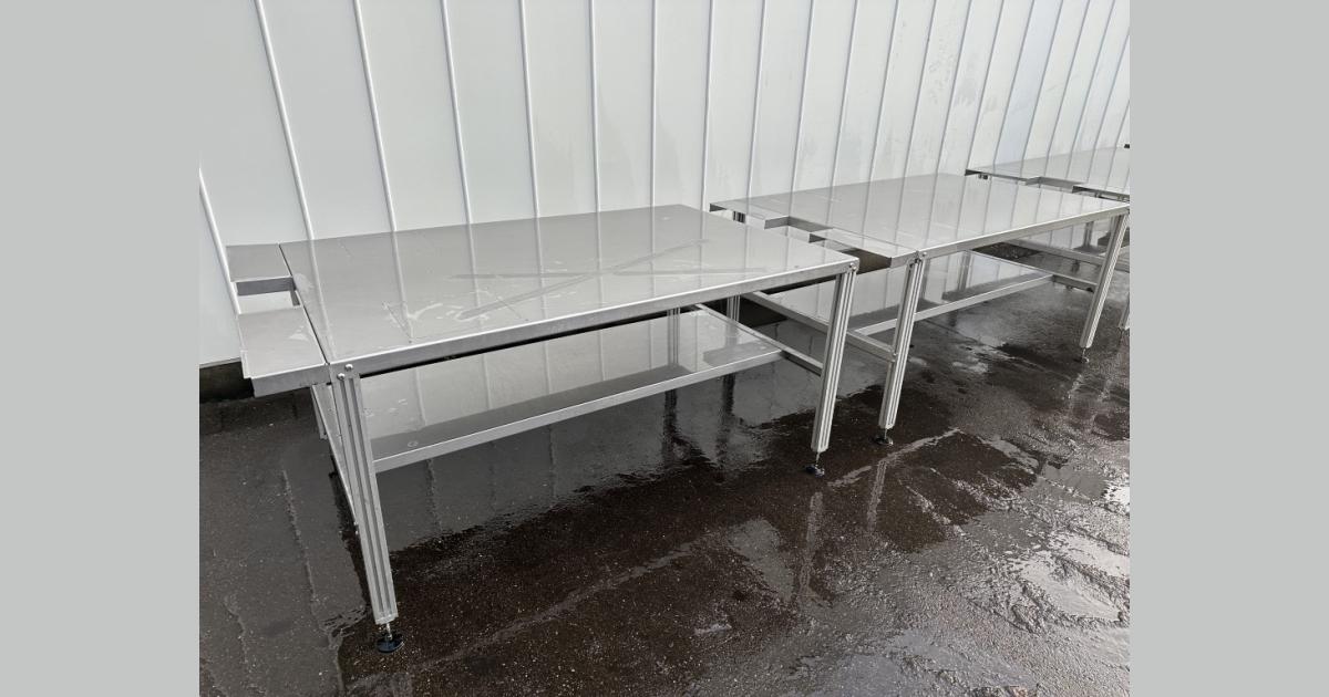 Martin Stolze RVS werktafel met aluminium poten 196 x 120 cm • Duijndam ...