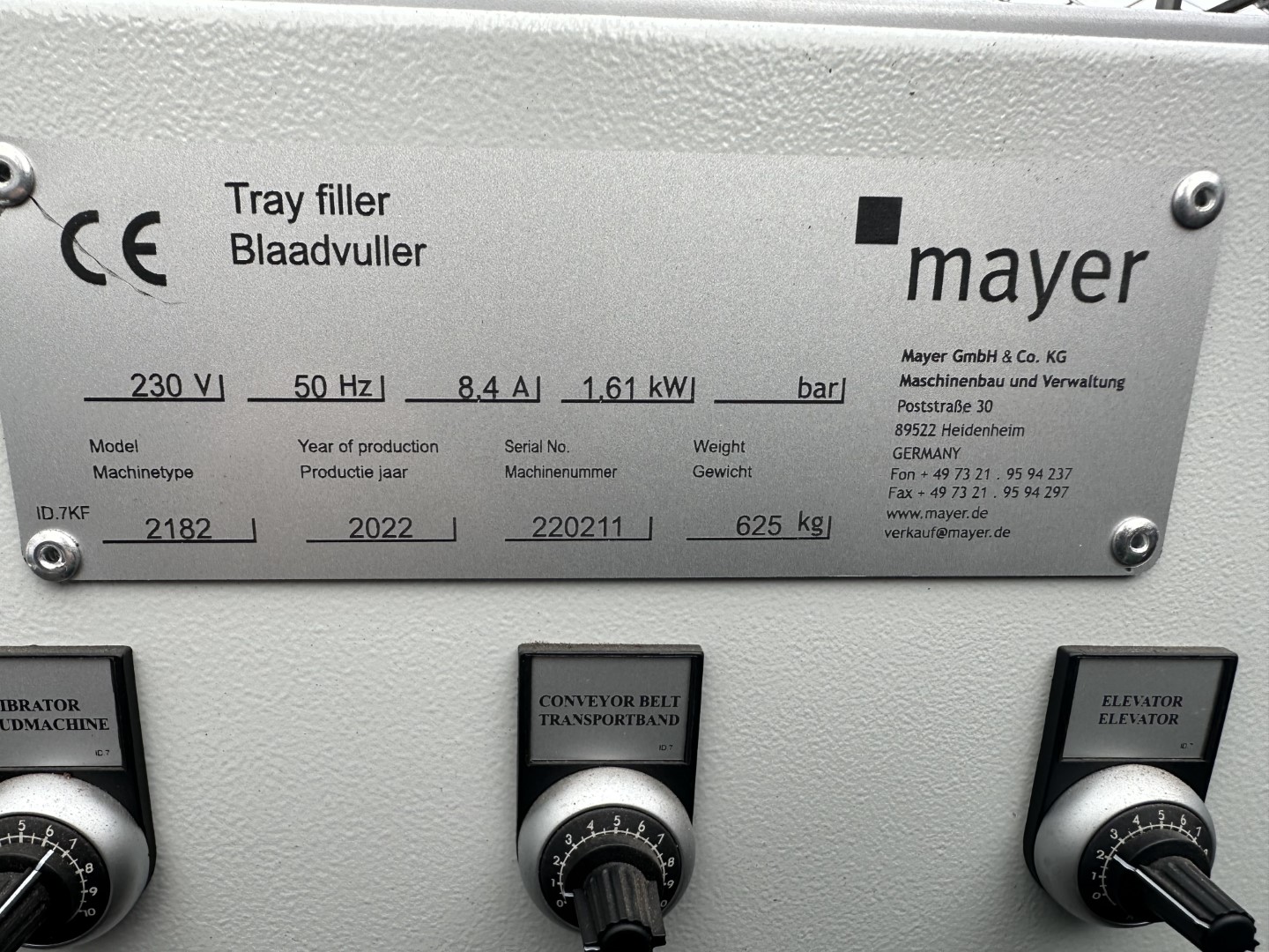 ������ ��� ���������� ������ Mayer 2182