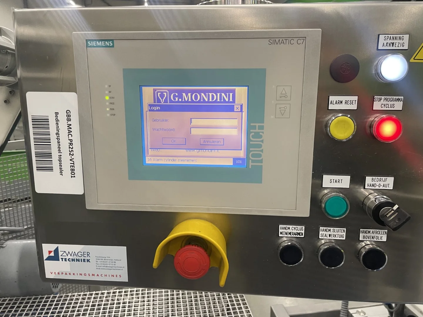 G. Mondini E 350 VG top seal packaging machine • Duijndam Machines