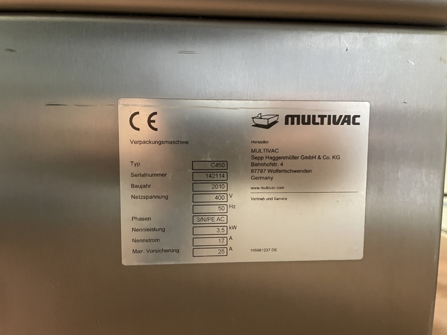 Multivac C 450 ������������������ ����������� ��������� ������