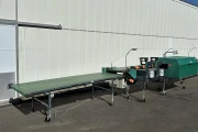 Olimex flower processing machine with 2 binders and collection conveyor