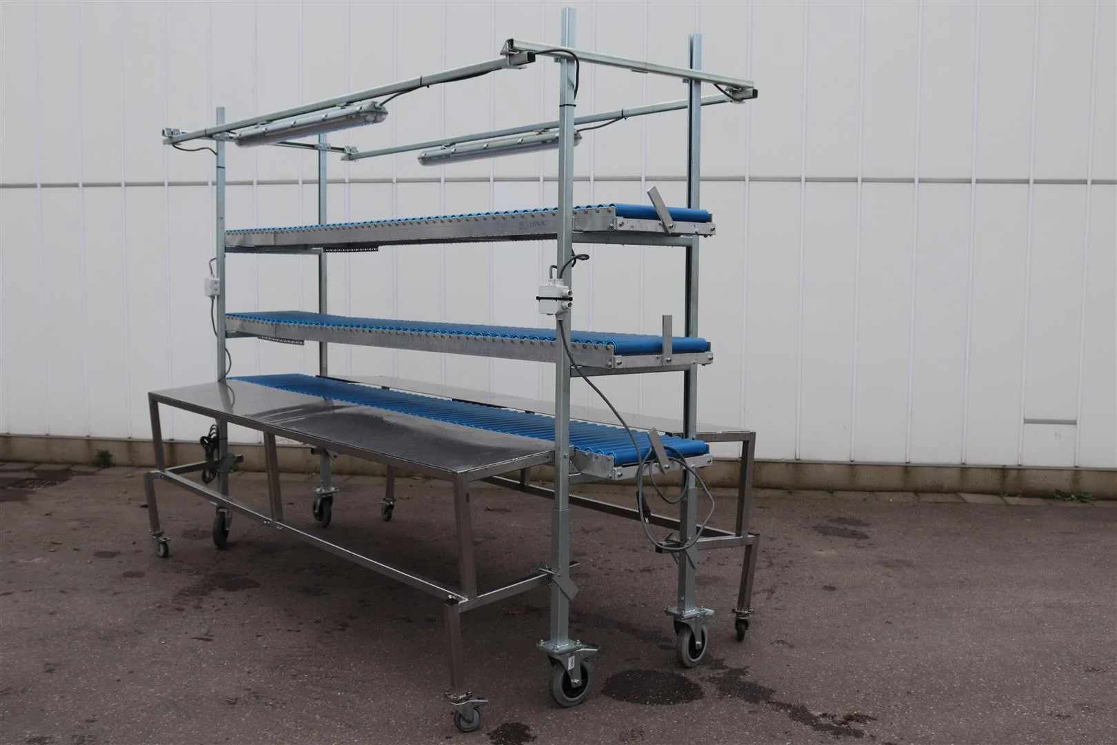 Paktafel Rvs Dubbele RVS tafels met 3 rollenbanen • Duijndam Machines
