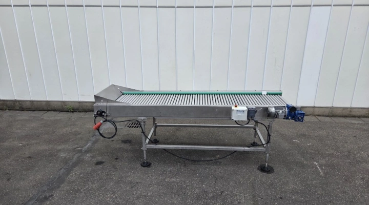 Roller inspection conveyor stainless steel, 260 x 70 cm