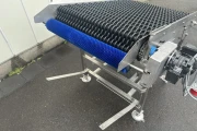 Roller inspection conveyor stainless steel frame with rubber disc rollers 120 x 75 cm