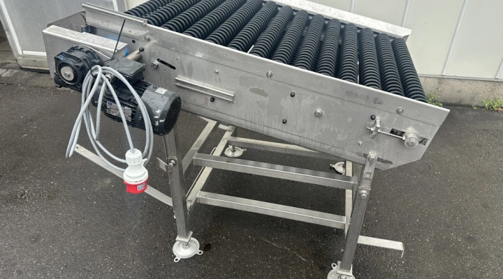 Roller inspection conveyor stainless steel frame with rubber disc rollers 120 x 75 cm