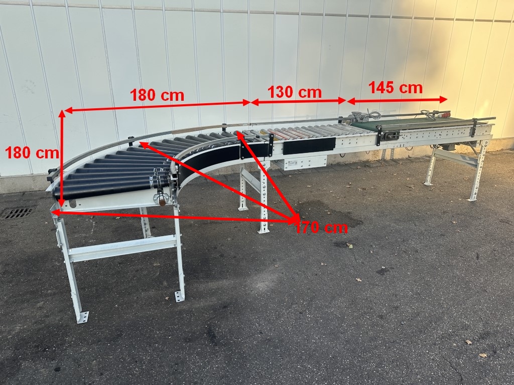 Sorma Роликовый конвейер привод с изгибом 90° и конвейером 145 x 60 см