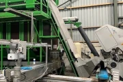 Tumoba Kerian sorting line for brussels sprouts with bunkers and roller inspection conveyor