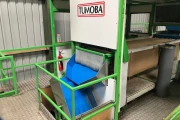 Tumoba Kerian sorting line for brussels sprouts with bunkers and roller inspection conveyor