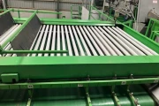 Tumoba Kerian sorting line for brussels sprouts with bunkers and roller inspection conveyor