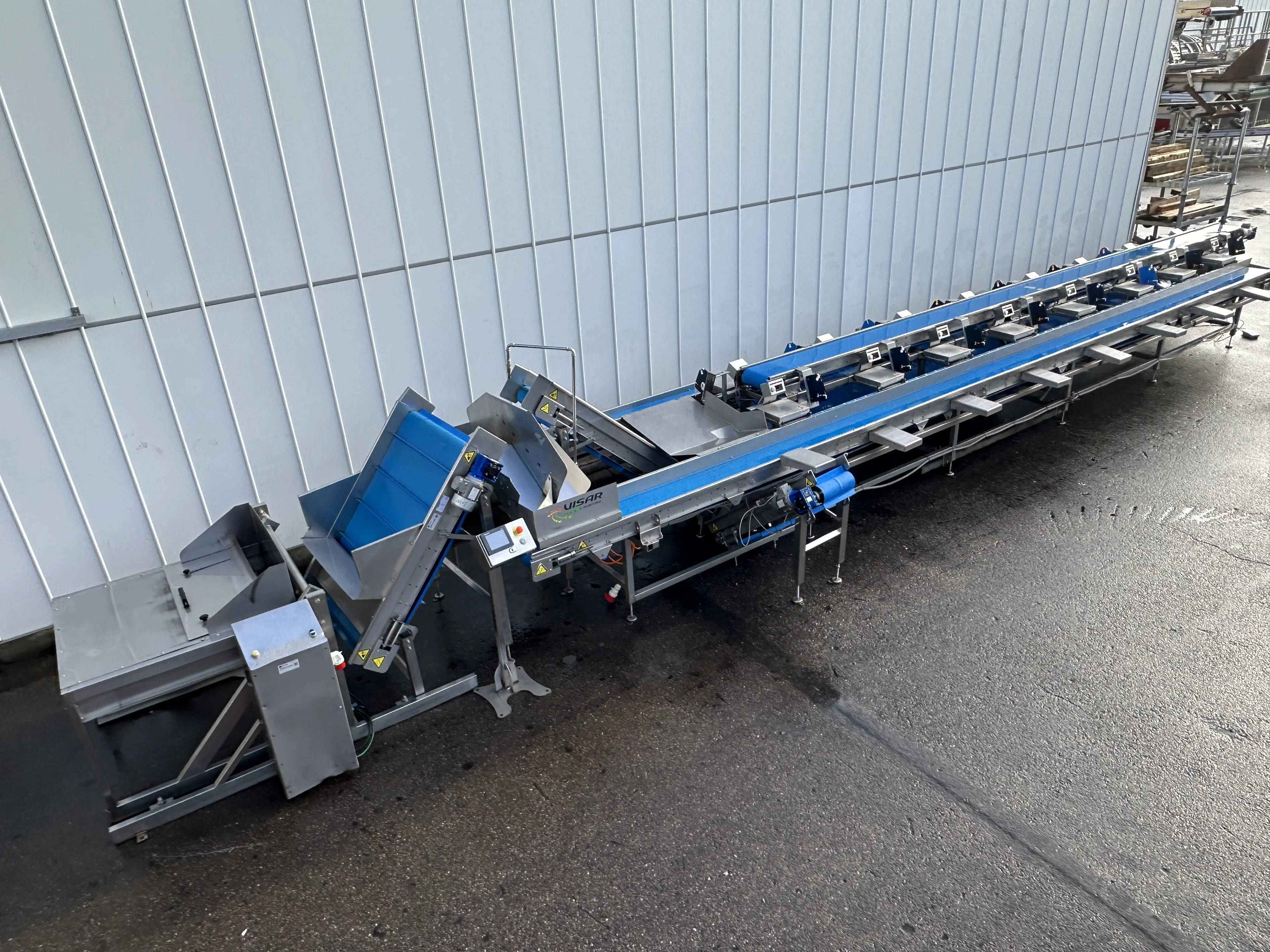 Visar stainless steel packing line with Netagco bin tipper and 16 ...