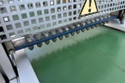 Visser PSL2 Granette tray seeding machine with supply conveyor and discharge roller conveyor