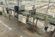 Visser PSL2 Granette tray seeding machine with supply conveyor and discharge roller conveyor