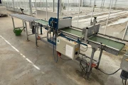 Visser PSL2 Granette tray seeding machine with supply conveyor and discharge roller conveyor