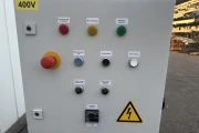 Visser VD-450 tray covering machine with roller conveyor