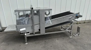 Rolleninspektionsförderer/-waschanlage Edelstahlrahmen mit Gummischeibenrollen 250 x 70 cm