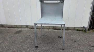 Work table aluminium frame, with a galvanised worktop 100 x 95 cm