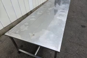 Work table stainless steel, 395 x 100 cm