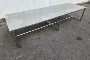 Work table stainless steel, 395 x 100 cm